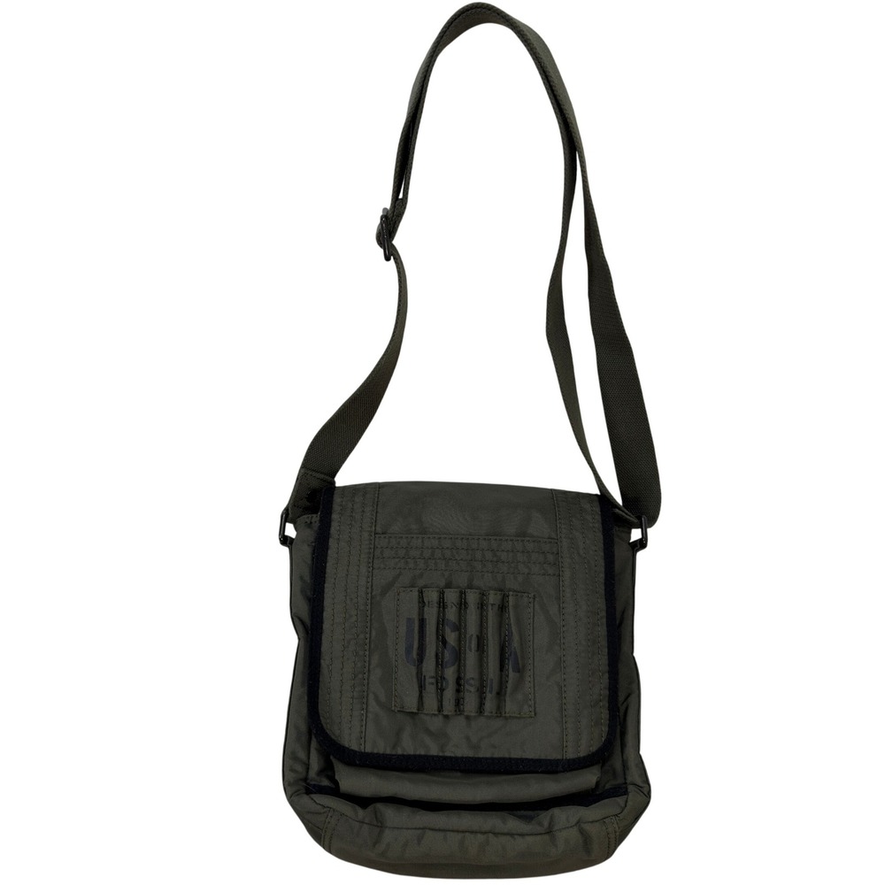 Vintage Fossil Messenger Bag Green Canvas Techwear Utility Crossbody